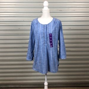 Nine West Jeans XXL Dutch Blue Braid Stripe Blouse